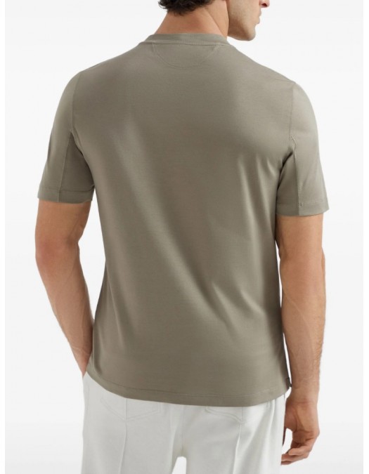Tricou BRUNELLO CUCINELLI, Logo Embroidered, Simple, Kaki - M0B138440CTK16