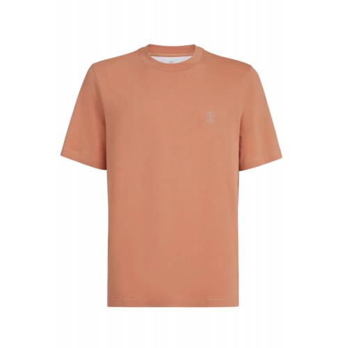 Tricou BRUNELLO CUCINELLI, Logo Embroidered, Simple, Peach