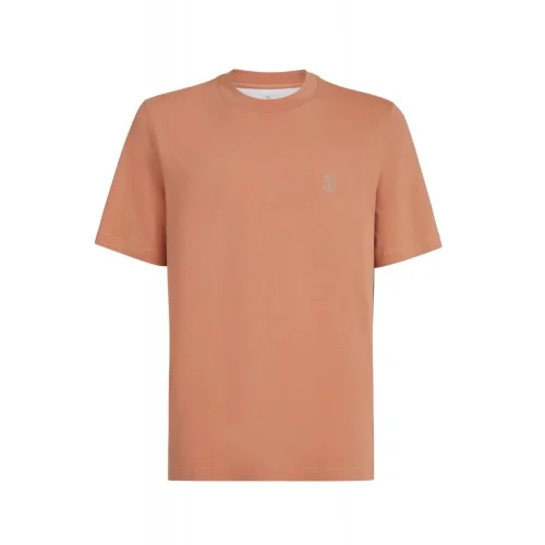 Tricou BRUNELLO CUCINELLI, Logo Embroidered, Simple, Peach