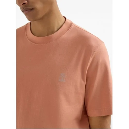 Tricou BRUNELLO CUCINELLI, Logo Embroidered, Simple, Peach