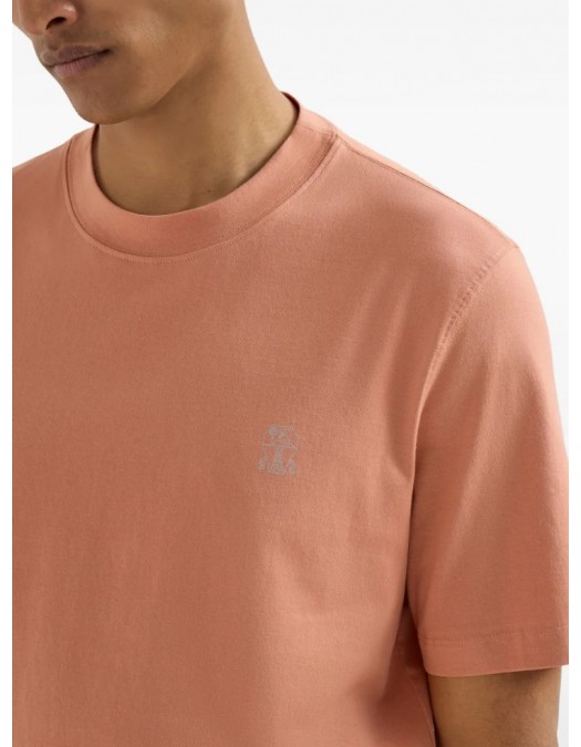 Tricou BRUNELLO CUCINELLI, Logo Embroidered, Simple, Peach - M0B138440CUM25