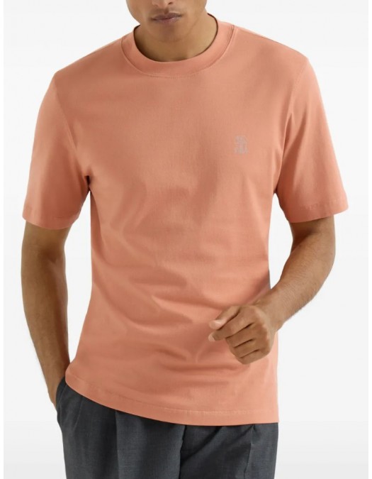 Tricou BRUNELLO CUCINELLI, Logo Embroidered, Simple, Peach - M0B138440CUM25