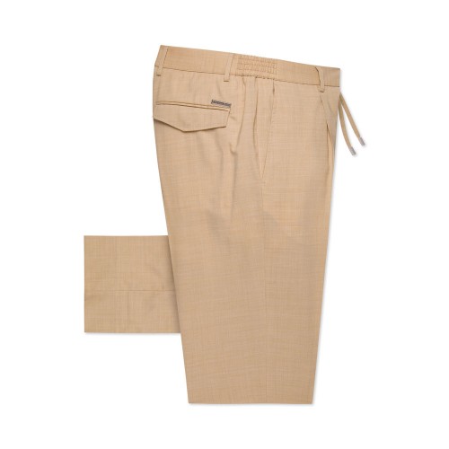 PANTALONI STEFANO RICCI , Logo Insert, Wool, Light Beige PANTALONI STEFANO RICCI , Logo Insert, Wool, Light Beige