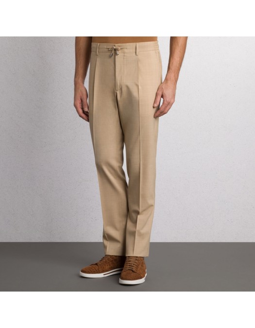 PANTALONI STEFANO RICCI , Logo Insert, Wool, Light Beige - M1T5100150WEA02S1001