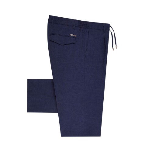 PANTALONI STEFANO RICCI , Logo Insert, Flap Pockets, Wool, Navy Blue PANTALONI STEFANO RICCI , Logo Insert, Flap Pockets, Wool, Navy Blue