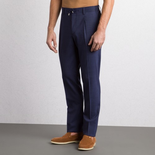 PANTALONI STEFANO RICCI , Logo Insert, Flap Pockets, Wool, Navy Blue PANTALONI STEFANO RICCI , Logo Insert, Flap Pockets, Wool, Navy Blue