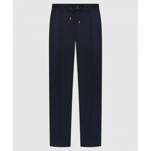 PANTALONI STEFANO RICCI , Logo Insert, Wool, Navy Blue PANTALONI STEFANO RICCI , Logo Insert, Wool, Navy Blue