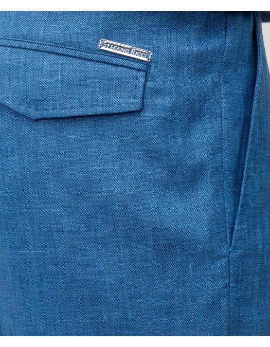 BERMUDE STEFANO RICCI, Logo Insert, Wool, Blue - M1T5100231B127HA0158