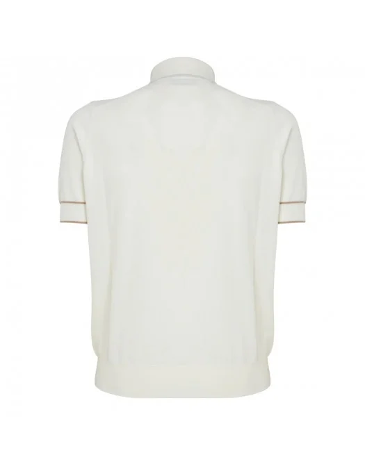 Tricou BRUNELLO CUCINELLI, Soft Red Details, Polo, White - M29802035CGW78 Tricou BRUNELLO CUCINELLI, Soft Red Details, Polo, White - M29802035CGW78