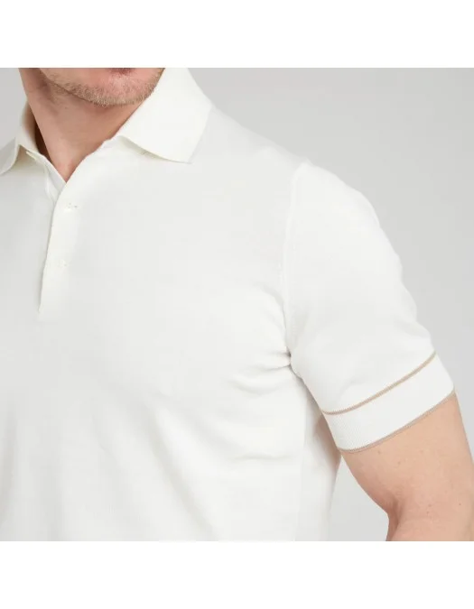 Tricou BRUNELLO CUCINELLI, Soft Red Details, Polo, White - M29802035CGW78 Tricou BRUNELLO CUCINELLI, Soft Red Details, Polo, White - M29802035CGW78