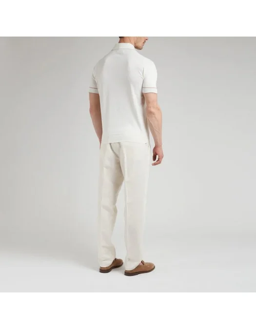 Tricou BRUNELLO CUCINELLI, Soft Red Details, Polo, White - M29802035CGW78 Tricou BRUNELLO CUCINELLI, Soft Red Details, Polo, White - M29802035CGW78