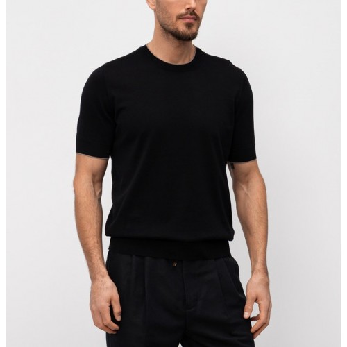 Tricou BRUNELLO CUCINELLI,Classic Design, Black Tricou BRUNELLO CUCINELLI,Classic Design, Black
