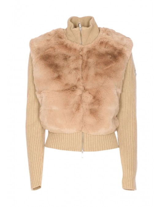 Jacheta MOOSE KNUCKLES, HIGH-NECK DUA BUNNY SWEATER, Champagne - M35LK6901491