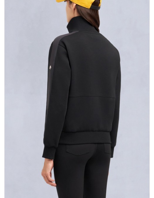 Jacheta Moose Knuckles, MIX MEDIA QUARTER ZIP SWEATER, Black - M35LS632292