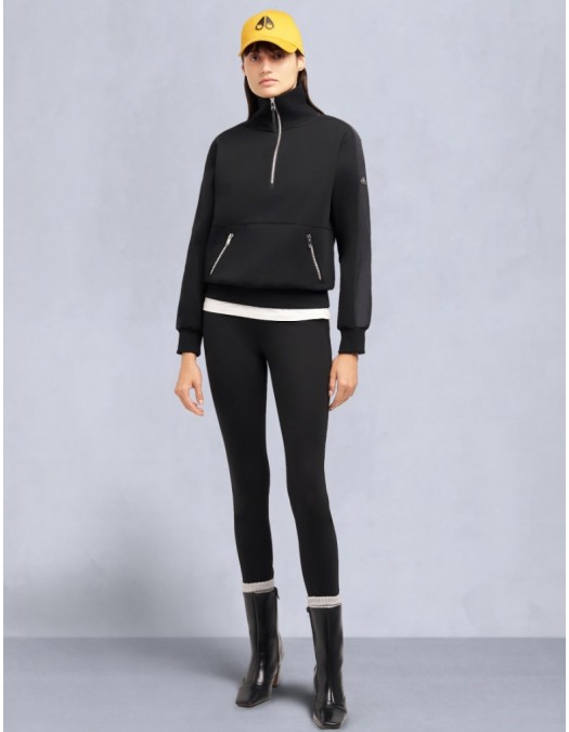 Jacheta Moose Knuckles, MIX MEDIA QUARTER ZIP SWEATER, Black - M35LS632292