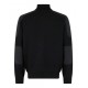 Jacheta Moose Knuckles, Blue Cardigan with Knitted Inserts and Logo Patch - M35MK668292