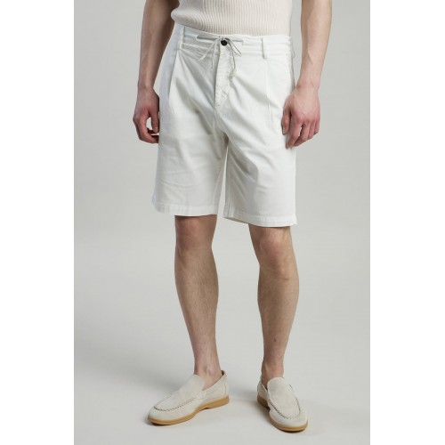 Pantaloni scurti ELEVENTY, garment-dyed cotton jogger bermuda shorts, Alb