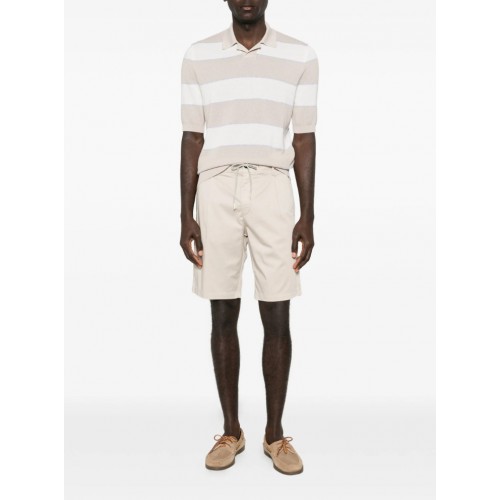 Pantaloni scurti ELEVENTY, garment-dyed cotton jogger bermuda shorts, Cream