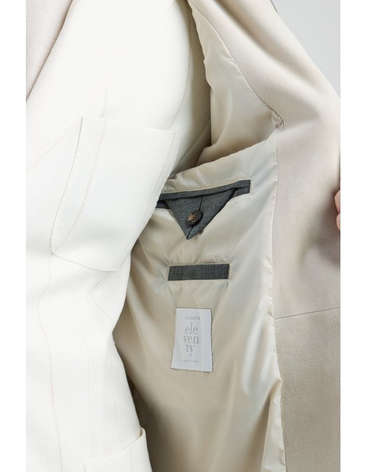 Jacheta ELEVENTY, Suede and Ribbed Cotton Knit Hybrid, Cream - M75GBTM21PEL0M0220202