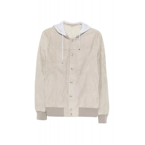 Jacheta ELEVENTY, hooded suede jacket, Cream