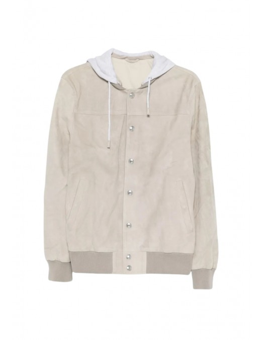 Jacheta ELEVENTY, hooded suede jacket, Cream - M75GBTM35PEL0M0330713