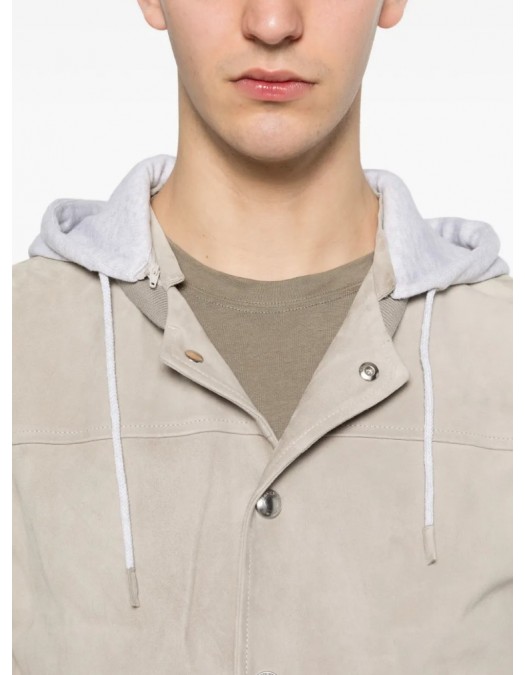 Jacheta ELEVENTY, hooded suede jacket, Cream - M75GBTM35PEL0M0330713