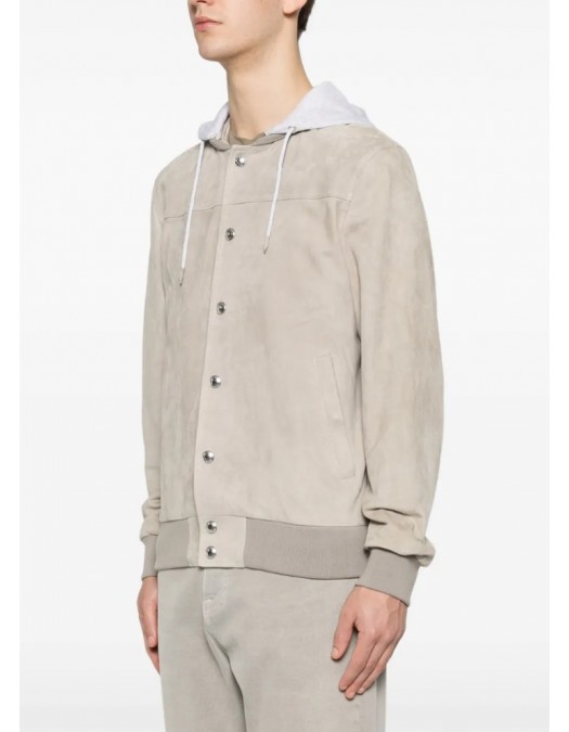 Jacheta ELEVENTY, hooded suede jacket, Cream - M75GBTM35PEL0M0330713