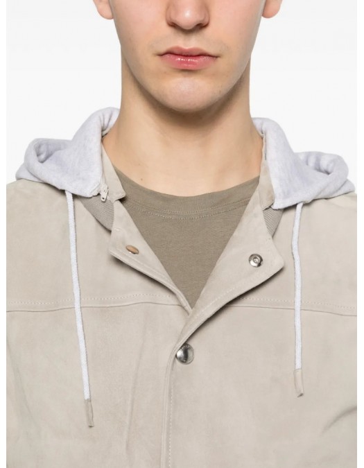Jacheta ELEVENTY, hooded suede jacket, Cream - M75GBTM35PEL0M0330713