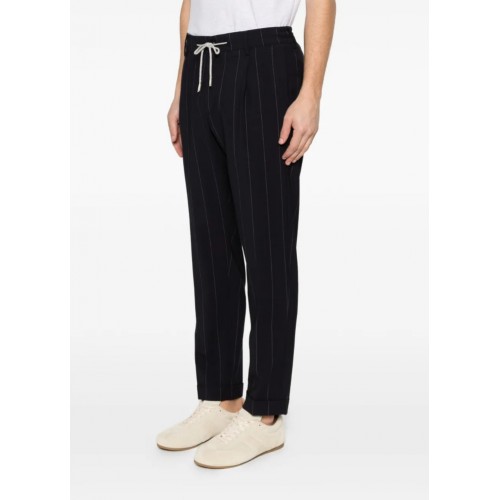Pantaloni ELEVENTY, pinstripe wool jogger trousers with pleats, Negru