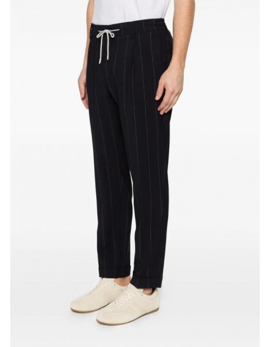Pantaloni ELEVENTY, pinstripe wool jogger trousers with pleats, Negru - M75PANG03TES0L09511