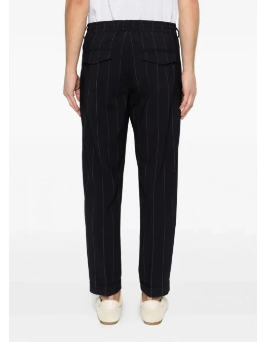 Pantaloni ELEVENTY, pinstripe wool jogger trousers with pleats, Negru - M75PANG03TES0L09511