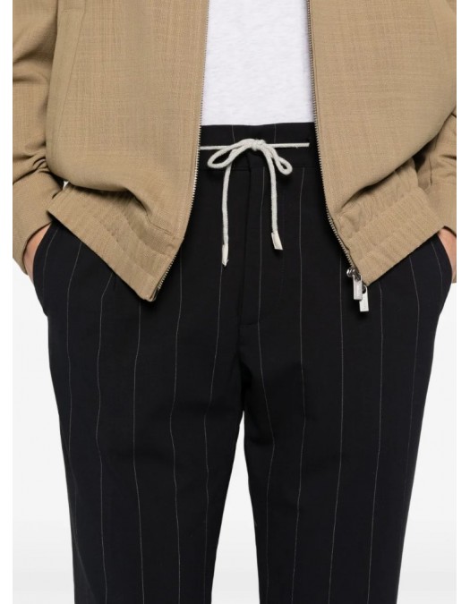 Pantaloni ELEVENTY, pinstripe wool jogger trousers with pleats, Negru - M75PANG03TES0L09511