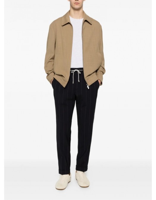 Pantaloni ELEVENTY, pinstripe wool jogger trousers with pleats, Negru - M75PANG03TES0L09511