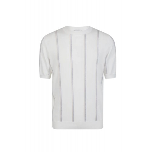 Tricou ELEVENTY, sea island cotton short sleeve crew neck sweater, Alb