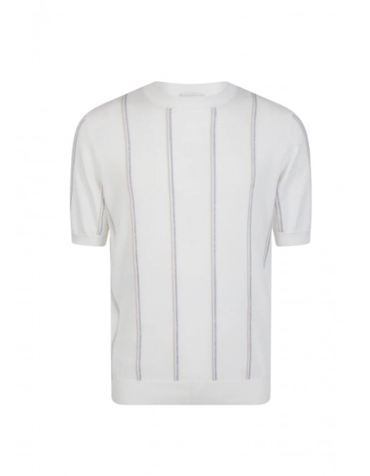 Tricou ELEVENTY, sea island cotton short sleeve crew neck sweater, Alb - M76MAGM67MAG0M042011303