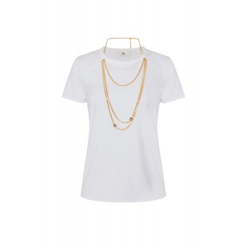 TRICOU ELISABETTA FRANCHI, accesorizat, Alb TRICOU ELISABETTA FRANCHI, accesorizat, Alb