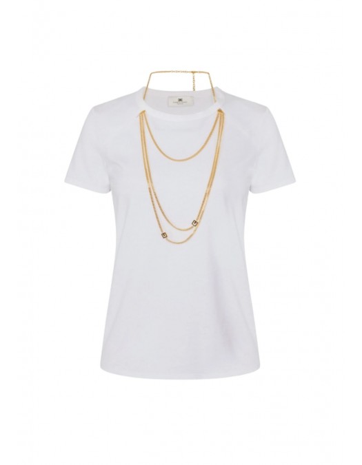 TRICOU ELISABETTA FRANCHI, accesorizat, Alb - MA00956E2270 TRICOU ELISABETTA FRANCHI, accesorizat, Alb - MA00956E2270