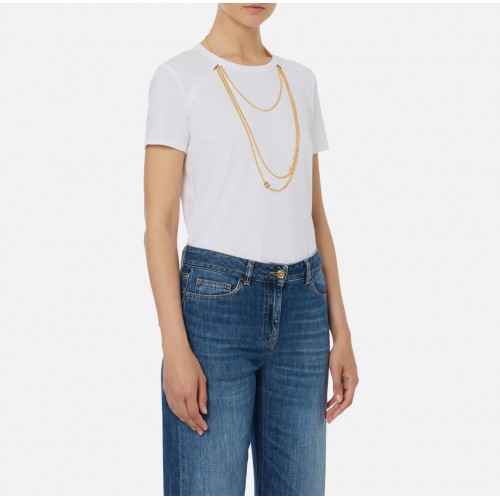 TRICOU ELISABETTA FRANCHI, accesorizat, Alb TRICOU ELISABETTA FRANCHI, accesorizat, Alb