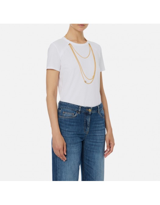 TRICOU ELISABETTA FRANCHI, accesorizat, Alb - MA00956E2270 TRICOU ELISABETTA FRANCHI, accesorizat, Alb - MA00956E2270