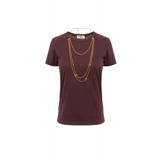 TRICOU ELISABETTA FRANCHI, accesorizat, Merlot 