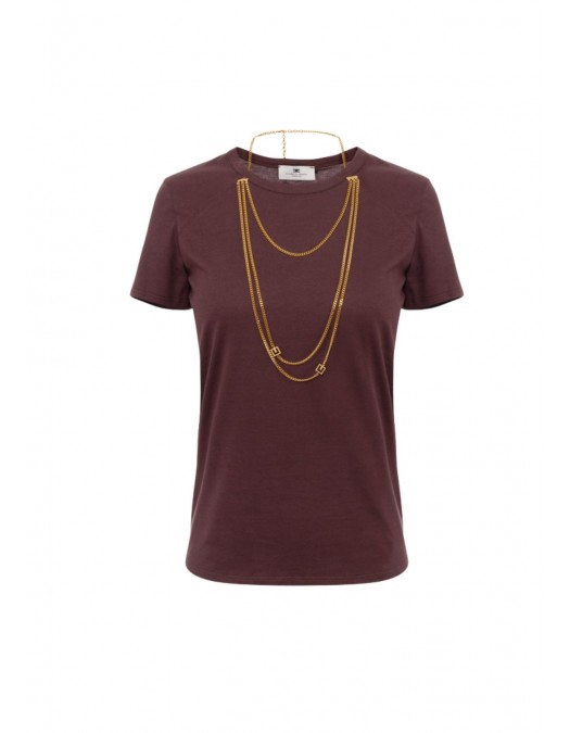 TRICOU ELISABETTA FRANCHI, accesorizat, Merlot - MA00956E2EA4 TRICOU ELISABETTA FRANCHI, accesorizat, Merlot - MA00956E2EA4