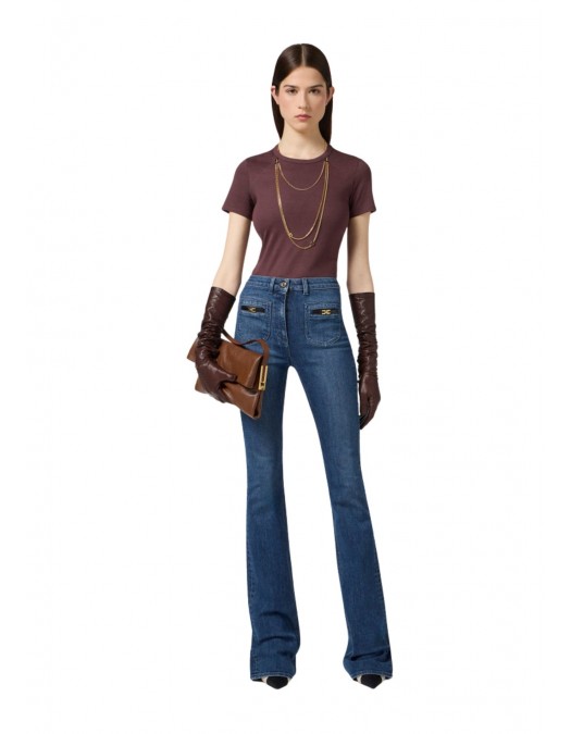 TRICOU ELISABETTA FRANCHI, accesorizat, Merlot - MA00956E2EA4 TRICOU ELISABETTA FRANCHI, accesorizat, Merlot - MA00956E2EA4
