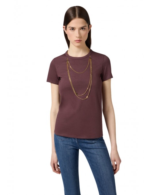 TRICOU ELISABETTA FRANCHI, accesorizat, Merlot - MA00956E2EA4 TRICOU ELISABETTA FRANCHI, accesorizat, Merlot - MA00956E2EA4