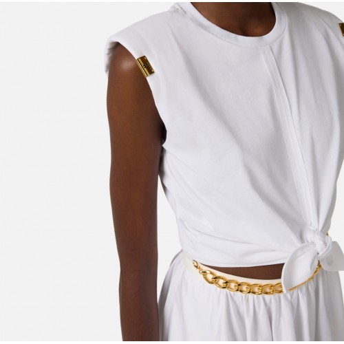 Top ELISABETTA FRANCHI, Knot T-shirt, Alb