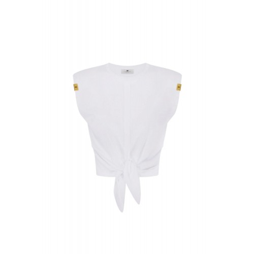 Top ELISABETTA FRANCHI, Knot T-shirt, Alb