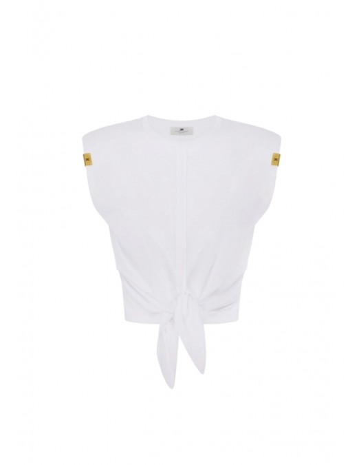 Top ELISABETTA FRANCHI, Knot T-shirt, Alb - MA01161E2270