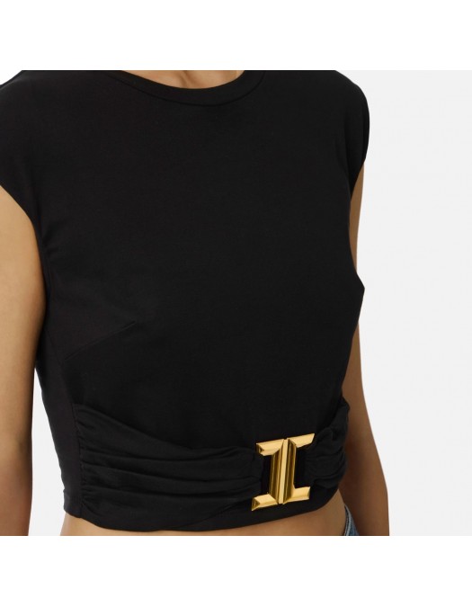 TOP ELISABETTA FRANCHI, Jewel Logo, Slim, Black - MA01656E2110 TOP ELISABETTA FRANCHI, Jewel Logo, Slim, Black - MA01656E2110