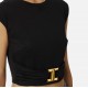 TOP ELISABETTA FRANCHI, Jewel Logo, Slim, Black - MA01656E2110 TOP ELISABETTA FRANCHI, Jewel Logo, Slim, Black - MA01656E2110