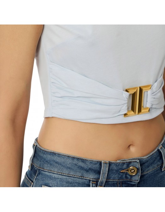 TOP ELISABETTA FRANCHI, Jewel Logo, Slim, Starlight Grey - MA01656E2EA7 TOP ELISABETTA FRANCHI, Jewel Logo, Slim, Starlight Grey - MA01656E2EA7