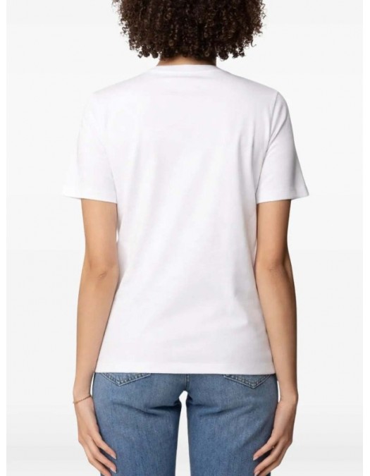 Tricou ELISABETTA FRANCHI, Logo Embroidery Cotton T-Shirt, Alb - MA01761E2270